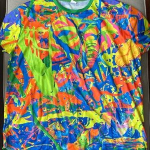 Women’s Multicolored Zoo Animal Shirt - Tye Dye - XXXL